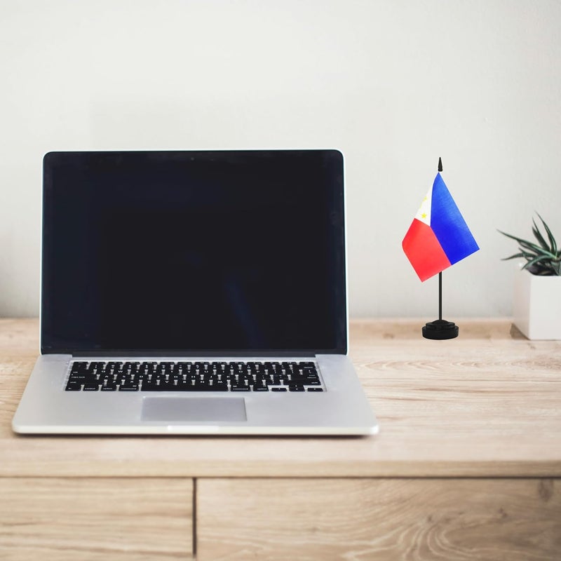 Yamiuo 2 Pack Philippine Desk Flag Set, Philippine Desktop Small Miniature Table Office Flag with 12" Black Pole and Black Base, Offices, Classroom, Home, Festival Decoration (Philippine) - Image 5